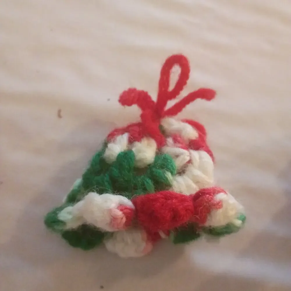 Lot of 4 Crochet Handmade Jingle Bell Christmas Holiday Tree Ornaments